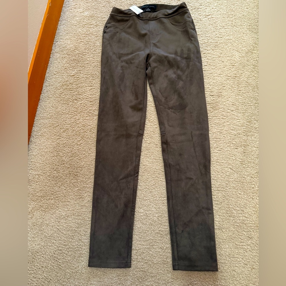 NWT Anthropologie moleskin type leggings olive green size xs